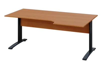 ERK 28 - 186 stůl kancelářský, rohový, pravý, kovová podnož černá, deska 25 mm, široký 1800 mm, olše jantar